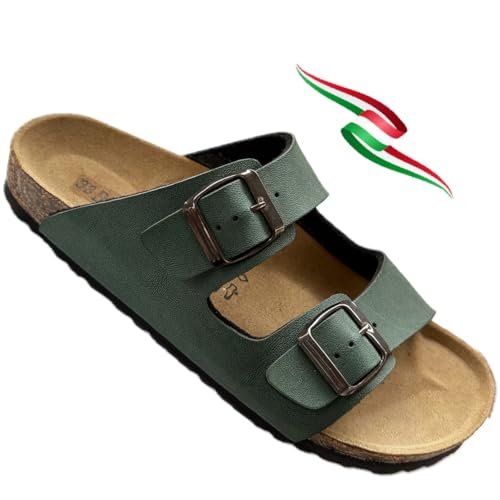 BIOMODEX CIABATTE Damen-Hausschuhe aus Kunstleder Princess mit doppelter Schnalle 0081 Einlegesohle aus Leder, offene Slipper, hergestellt in Italien, Wald., 39 EU BIOMODEX CIABATTE Damen-Hausschuhe aus Kunstleder Princess mit doppelter Schnalle 0081 Einlegesohle aus Leder, offene Slipper, hergestellt in Italien, Wald., 39 EU von BIOMODEX CIABATTE