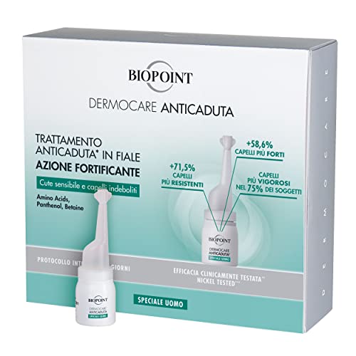 Biopoint Dermocare Anti-Haarausfall-Ampullen für Herren, Nr. 20 Ampullen à 6 ml, stärkende Wirkung, für empfindliche Haut und geschwächtes Haar, Intensivprotokoll 20 Tage von BIOPOINT