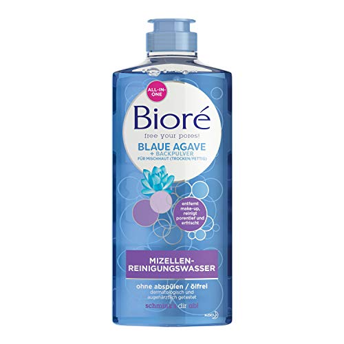 Bioré Mizellen-Reinigungs-Wasser mit Blauer Agave und Backpulver für Mischhaut reinigt porentief, 300 ml von Biore