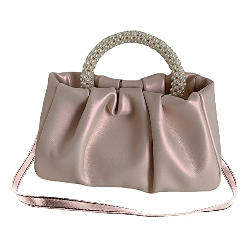 BIOSA Damen-Handtaschen mit Perlengriff, Mini-Handytasche, süße gerüschte Mode-Crossbody-Geldbörsen von BIOSA