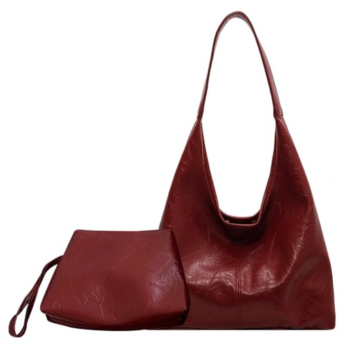 BIOSA Damen-Umhängetasche aus Leder, modisch, weiche Unterarmtasche, vielseitiges 2-teiliges Umhängetaschen- und Handtaschen-Set, Satchel-Hobo-Tasche, Pendlertasche von BIOSA