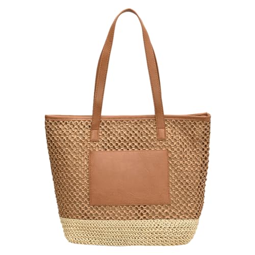 BIOSA Frauen Stroh Tote Handtasche Große Kapazität Häkeln Strand Handtasche Kontrast Farbe Weben Reisetasche Damen Sommer Täglich Tasche von BIOSA