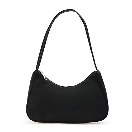 BIOSA Handtaschen Schultertasche Damen, Nylon Mode UnderarmTasche mit Reißverschluss, Retro Einfarbige All-Match Umhängetasche Hobos Tasche Achsel Tasche von BIOSA