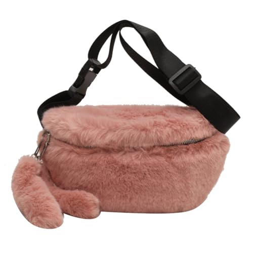 BIOSA Lässige pelzige Hüfttasche, vielseitige Gürtel-Hüfttasche, Reißverschluss, Verstellbarer Riemen, Herbst-Winter-Schultertasche, Damen-Flauschige Umhängetasche von BIOSA