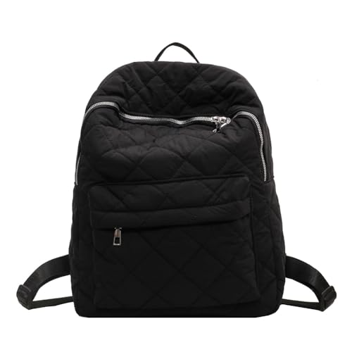 BIOSA Lässiger Puffer-Rucksack for Damen, großes Fassungsvermögen, Rautengitter-Rucksäcke, einfarbig, gesteppt, Tagesrucksack, weich, for Reisen, Arbeiten, Urlaub (schwarz) von BIOSA