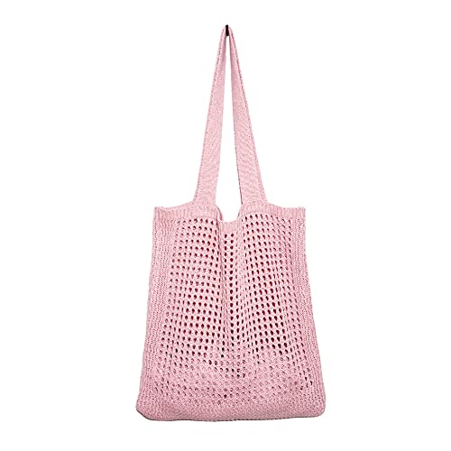 BIOSA Mode Hohl Weiche Gestrickte Umhängetasche, Frauen Einfache Häkeltasche Einfarbig Hobo Taschen Lässige Handtasche Große Kapazität Einkaufstasche von BIOSA