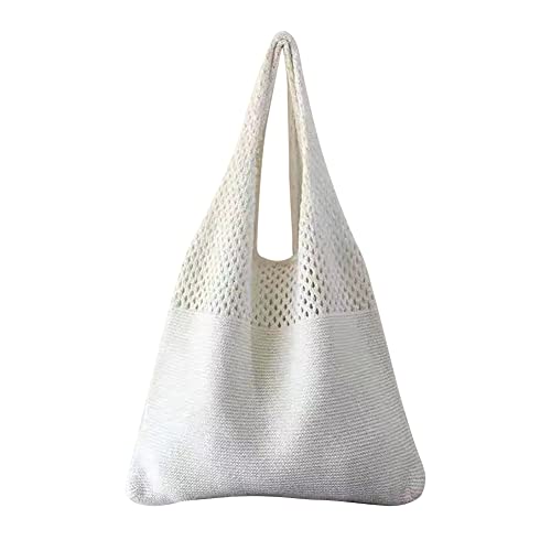 BIOSA Retro Hohlstrick Schultertaschen Frauen Handtaschen Sommer Gestrickte Umhängetasche Einfarbig Hobo Taschen Lässige Handtasche von BIOSA