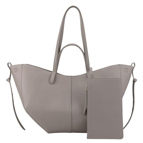 BIOSA Shopper Tasche Damen Groß, Echtem Leder Tote Bag Elegante Schultertasche Groß Damen Umhängetasche Handbags Tragetasche mit passendem Clutch-Set von BIOSA