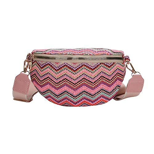 BIOSA Stroh Bauchtasche Damen, Moderne Stroh Taschen mit Breitem Wechselgurt Boho Straw Umhängetasche mit verstellbare Schultergurte Stroh Brusttaschen for Reisen Alltag Urlaub von BIOSA