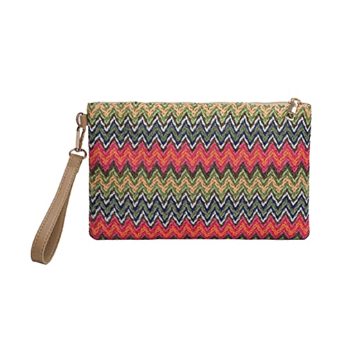 BIOSA Strohgewebte Geldbörse, Bunte Damen-Clutch, Münzgeldbörse, handgefertigt, lässig, elegant, einfach, exquisit for den Wochenendurlaub von BIOSA