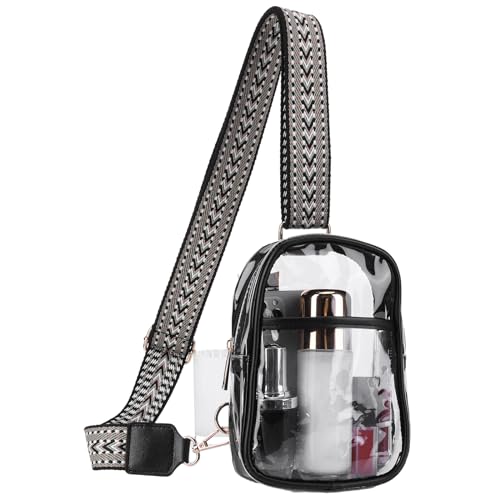 BIOSA Transparente Damen-Brusttasche mit Jacquard-Riemen, einfache Gürteltasche, wasserdicht, lässige Umhängetasche, Geldbörsen, weibliche Alltags-Konzerttasche von BIOSA