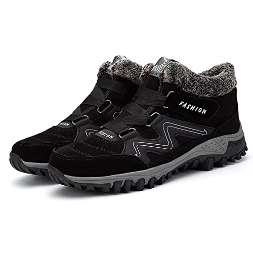 BIOSA Winterschuhe Damen, Wasserdicht Gefüttert Schneestiefel, Rutschfest Warm Winterschuhe mit Klettverschluss, Verdicken Schneestiefel Stiefeletten Outdoor Wanderschuhe von BIOSA