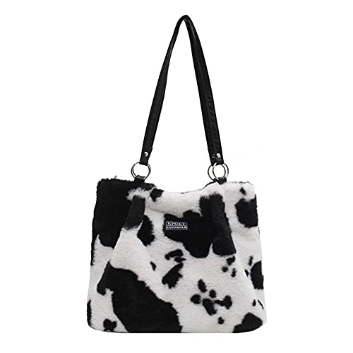 Zebrastfen Dru Plüsch Handtasche, Retro Animal Print Plüsch Einkaufstasche, nter Große Kapazität Handtasche Schultertasche for Einkaufen von BIOSA