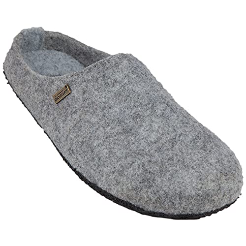 Biosoft Filz Hausschuhe Damen geschlossen Größe 37 Lady Cosy grau | Hausschuhe mit Fussbett geschlossen mit Gummisohle rutschfest | Pantoffeln für Damen und Senioren | Hausschlappen leicht von BIOSOFT Comfort & Easy Walk