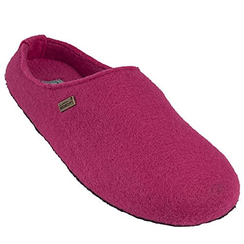 Biosoft Filz Hausschuhe Damen geschlossen Größe 38 Lady Cosy pink | Hausschuhe mit Fussbett geschlossen mit Gummisohle rutschfest | Pantoffeln für Damen und Senioren | Hausschlappen leicht von BIOSOFT Comfort & Easy Walk