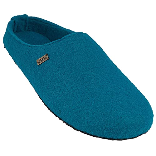 Biosoft Filz Hausschuhe Damen geschlossen Größe 41 Lady Cosy türkis | Hausschuhe mit Fussbett geschlossen mit Gummisohle rutschfest | Pantoffeln für Damen und Senioren | Hausschlappen leicht von BIOSOFT Comfort & Easy Walk