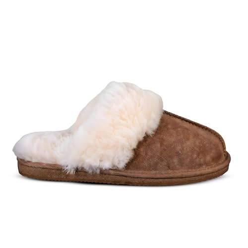 Biosoft Lammfell Hausschuhe Damen Größe 40 cognac | Lammfell Hausschuhe geschlossen | Hausschlappen Damen von BIOSOFT Comfort & Easy Walk