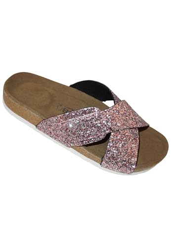 Biosoft Sandalen Damen Sommer Glitter lt rose 39| Damen Schuhe Sommer Sandalen elegant mit bequem Fussbett | Damenschuhe Sommerschuhe von BIOSOFT Comfort & Easy Walk