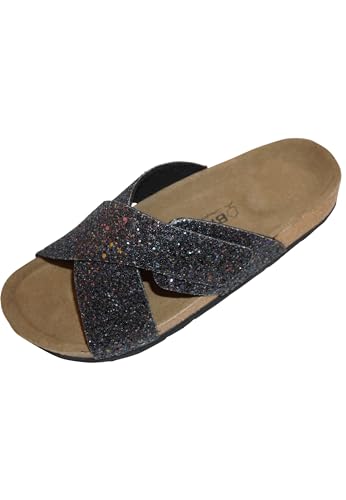 Biosoft Sandalen Damen Sommer Glitter navy 40| Damen Schuhe Sommer Sandalen elegant mit bequem Fussbett | Damenschuhe Sommerschuhe von BIOSOFT Comfort & Easy Walk