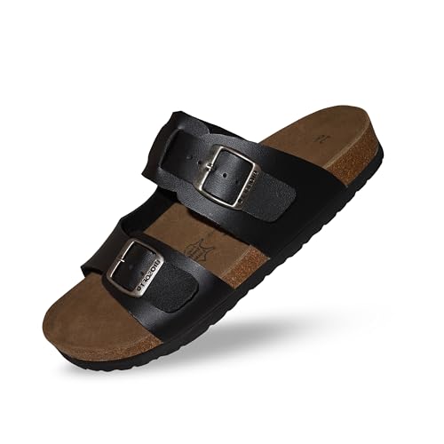 Biosoft Sandalen Sandie schwarz 41 | aus Leder | Korksohle | Damen Sommer Schlappen | elegant mit bequemen Fußbett | Sommerschuhe von BIOSOFT Comfort & Easy Walk