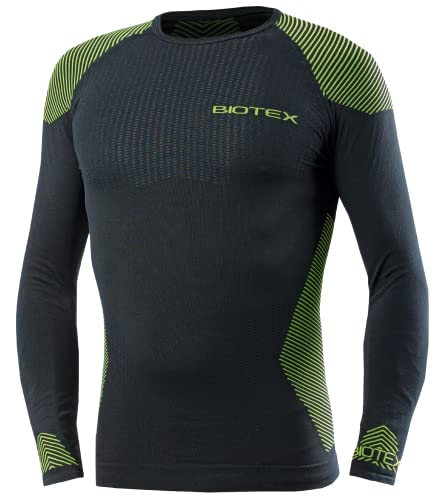 BIOTEX Herren Bioflex Warm unterhemden, Schwarz/Neongelb, M/L von BIOTEX