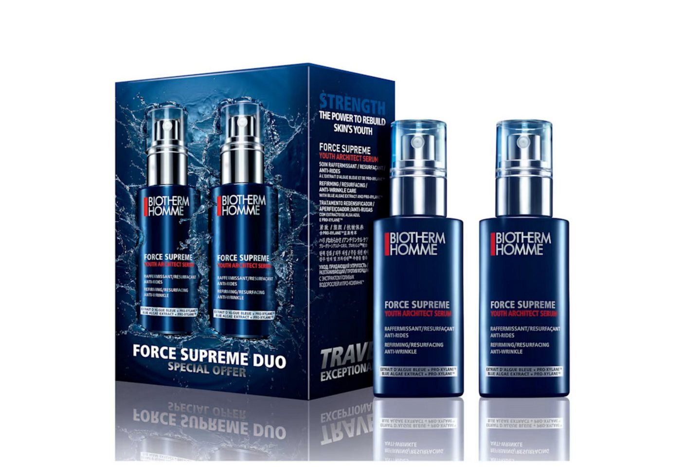 BIOTHERM Anti-Falten-Serum Force Supreme Youth Architect 2×50 ml Duo, für festere, glatter wirkende Männerhaut von BIOTHERM