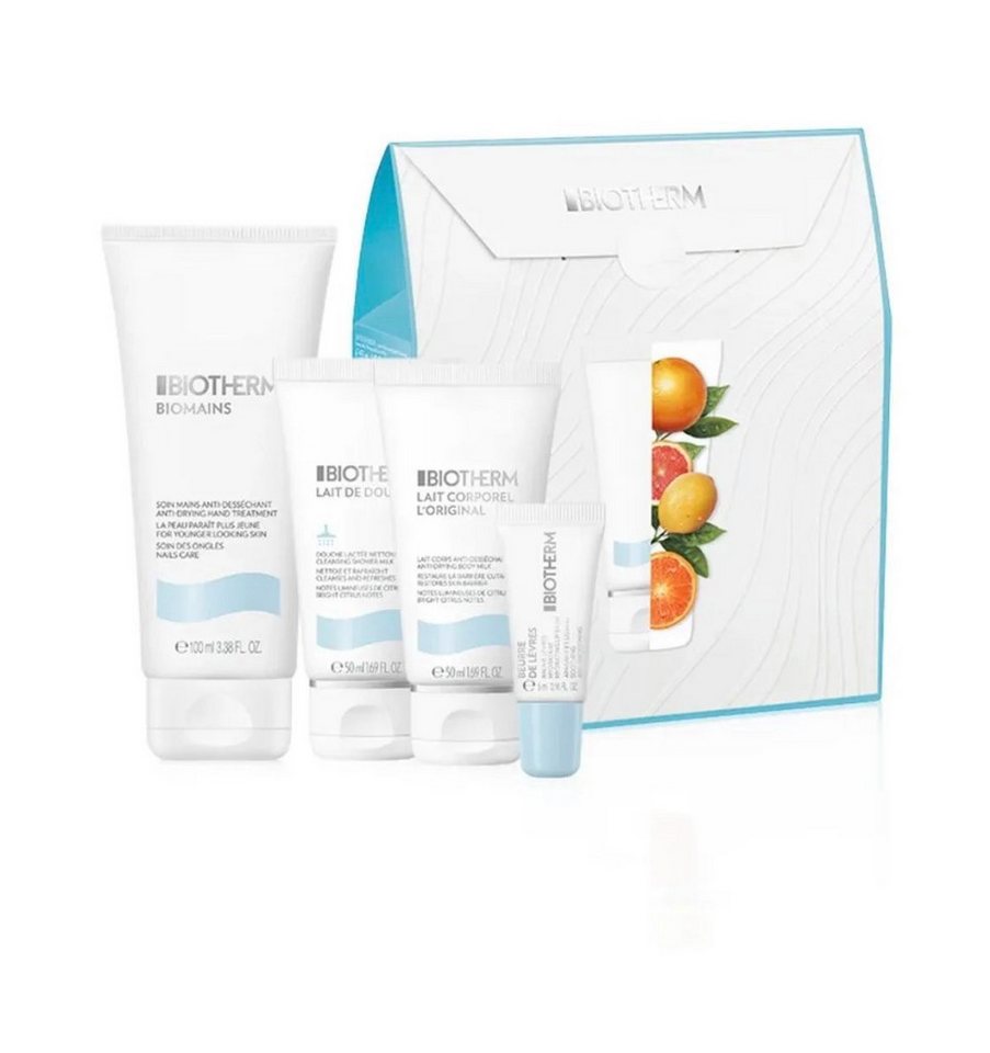 BIOTHERM Körperpflegemittel Lait Corporel L'Original Set (HC 100ml + LB 5ml + SG 50ml + BM 50ml) 1 x Handcreme 100 ml + 1 x Duschcreme 50 ml + 1 x Körpermilch 50 ml + 1 x Lippenbalsam 5 ml, 4-tlg. von BIOTHERM