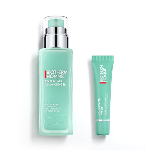 Biotherm Homme Aquapower Advanced Gel, erfrischendes Gesichtsgel für Männer, 75 ml + Biotherm Homme Aquapower Eye Gel, revitalisierende Augencreme für Männer, 15 ml von BIOTHERM