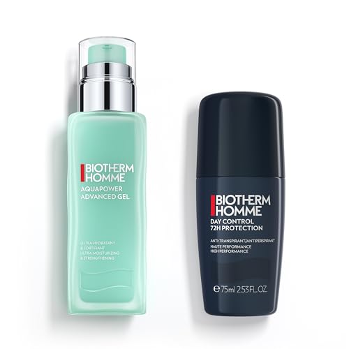 Biotherm Homme Aquapower Advanced Gel, erfrischendes Gesichtsgel für Männer, intensive Tagespflege, 75 ml + Biotherm Homme Day Control 72H Deo Roll-On, 72 Stunden Anti-Transpirant Herren Deo, 75 ml von BIOTHERM