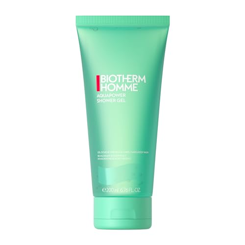 Biotherm Homme Aquapower Shower Gel, belebendes Duschgel für Männer mit und Life Plankton, für eine erfrischte und hydratisierte Haut, Körper & Haare, 200 ml von BIOTHERM