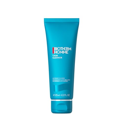 Biotherm Homme T-PUR Cleanser, beruhigender Reinigungsschaum für Männer, mit Meeresmineralien und Mineralperlit, sanfte Gesichtsreinigung mit Peeling, für ein verfeinertes Hautbild, 125 ml von BIOTHERM