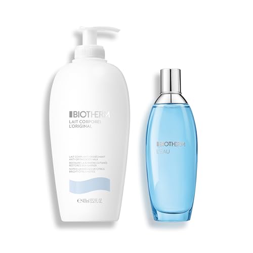 Biotherm Lait Corporel L'Original, feuchtigkeitsspendende Bodylotion, 400 ml + Biotherm L'Eau Eau de Toilette, erfrischender und feuchtigkeitsspendender Körperpflegeduft für Damen,100 ml von BIOTHERM