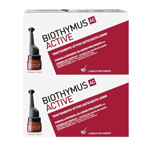 Biothymus Active Herren 20 Ampullen gegen Haarausfall für Herren, aktive Behandlung mit intensiver Formel mit verlängerter Wirkung, 2 Monate Behandlung von BIOTHYMUS
