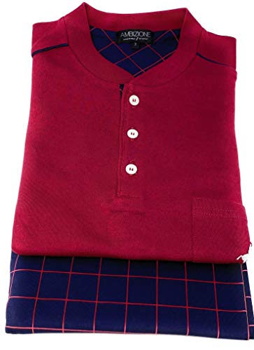 BIP BIP Pyjama für Herren, lange Ärmel und lange Hose, Modell Serafino mit drei Knöpfen aus reiner gekämmter und sanforisierter Baumwolle, mittelschwer / leicht, Art. 5891, Rot XXL von Bip Bip