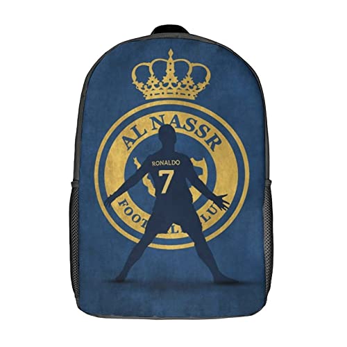 BIPERA Ronaldo Al Nassr Rucksack Schultasche Rucksack Für Mädchen Jungen Fußballspieler Rucksäcke Große Kapazität Kinderrucksack Leichte Schultaschen Für Kinder Studenten 17zoll von BIPERA