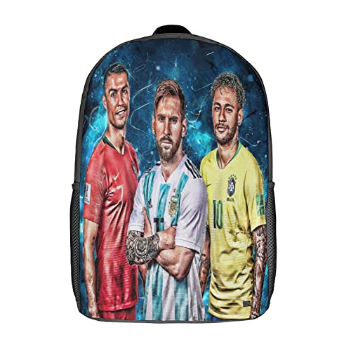 BIPERA Schulrucksack Für Kinder 3D-gedruckter Ronaldo VS Messi Rucksack Fußballspieler Rucksack Sportrucksäcke Für Jungen Und Mädchen Modischer Rucksack 17zoll von BIPERA