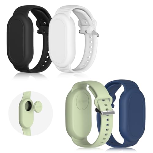 BIQIRE Armband kompatibel mit Samsung Galaxy-SmartTag 2 (2023), weiches Silikon-Armband, Smart-Tag, 2 Halter, versteckte Galaxy-Smart-Tag-2-Hülle für Kleinkinder, Kinder, ältere Menschen (Schwarz + von BIQIRE