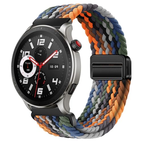 BIRDTOBR Armband Kompatibel mit Amazfit GTR 4/ GTR 3/ GTR 2/ GTR 47mm, 22mm Doppelmagnet Einstellbar Nylon Ersatzarmband, Schnell Trocknendes Breathable Sportarmband für GTR 4 Pro/GTR 3 Pro/GTR 2e von BIRDTOBR