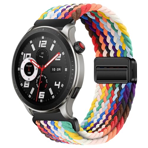 BIRDTOBR Armband Kompatibel mit Amazfit GTR 4/ GTR 3/ GTR 2/ GTR 47mm, 22mm Doppelmagnet Einstellbar Nylon Ersatzarmband, Schnell Trocknendes Breathable Sportarmband für GTR 4 Pro/GTR 3 Pro/GTR 2e von BIRDTOBR