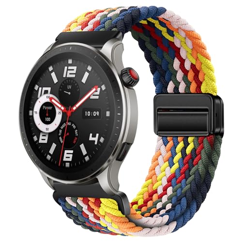 BIRDTOBR Armband Kompatibel mit Amazfit GTR 4/ GTR 3/ GTR 2/ GTR 47mm, 22mm Doppelmagnet Einstellbar Nylon Ersatzarmband, Schnell Trocknendes Breathable Sportarmband für GTR 4 Pro/GTR 3 Pro/GTR 2e von BIRDTOBR