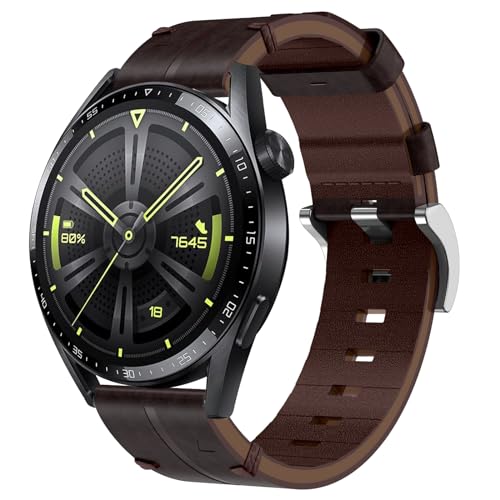 BIRDTOBR Leder Armband für Huawei Watch GT 4 46mm/ GT 3 46mm/ GT 2 46mm/ GT, 22mm Leder Ersatzarmband mit Schnellverschluss Uhrenarmband für Huawei Watch GT 3 Pro 46mm/ GT 2 Pro/GT 2e/ GT Runner von BIRDTOBR