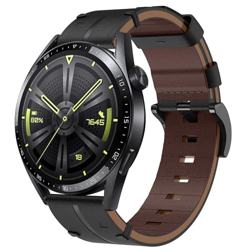 BIRDTOBR Leder Armband für Huawei Watch GT 4 46mm/ GT 3 46mm/ GT 2 46mm/ GT, 22mm Leder Ersatzarmband mit Schnellverschluss Uhrenarmband für Huawei Watch GT 3 Pro 46mm/ GT 2 Pro/GT 2e/ GT Runner von BIRDTOBR