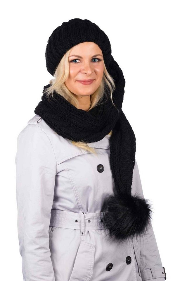 BIRENDY Strickmütze XXL Beanie AA Mütze Zipfelmütze inkl. Schal Pudelmütze Wintermütze Extra Lang von BIRENDY