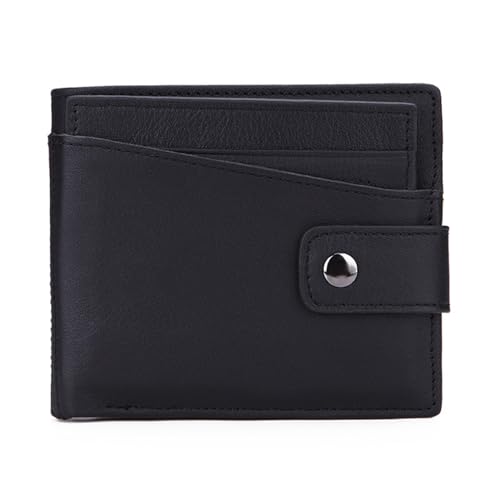 BIRJXVTO Herren-Geldbörse Herren Geldbörse Mode Lässig Kurze Geldklammer Multifunktionale Kopfschicht Rindsleder Geldbörse Bifold-Geldbörse für Herren(Black) von BIRJXVTO