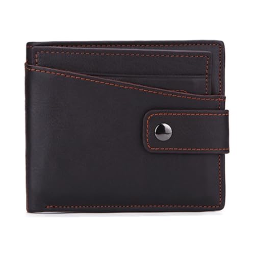 BIRJXVTO Herren-Geldbörse Herren Geldbörse Mode Lässig Kurze Geldklammer Multifunktionale Kopfschicht Rindsleder Geldbörse Bifold-Geldbörse für Herren(Coffee) von BIRJXVTO