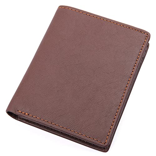BIRJXVTO Herren-Geldbörse Herrengeschäft Kurze Leder -Brieftasche Retro Clip vertikaler Geldbörse Münzgeldbeutel Bifold-Geldbörse für Herren(Coffee Color) von BIRJXVTO