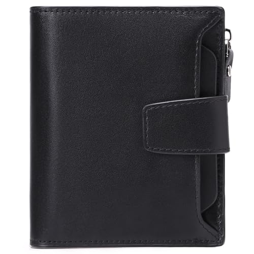 BIRJXVTO Herren-Geldbörse RFID Anti-Diebstahl-Bürste Herren Kurze Leder Geldbörse Mode Freizeit Geldklammer Führerschein Geldbörse Geschenk Bifold-Geldbörse für Herren(Black) von BIRJXVTO