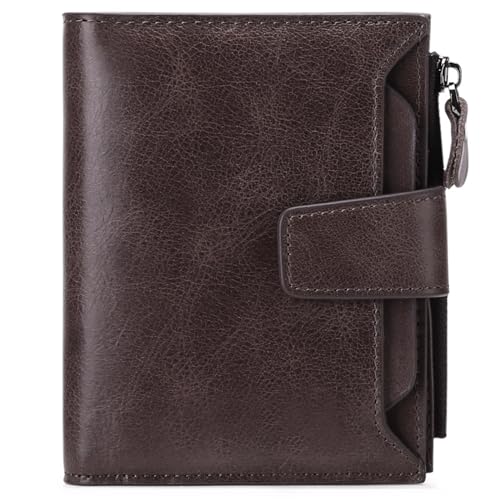 BIRJXVTO Herren-Geldbörse RFID Anti-Diebstahl-Bürste Herren Kurze Leder Geldbörse Mode Freizeit Geldklammer Führerschein Geldbörse Geschenk Bifold-Geldbörse für Herren(Coffee) von BIRJXVTO