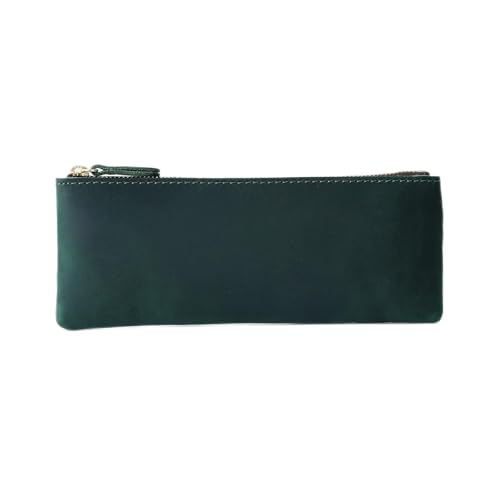 BIRJXVTO Leder Federmäppchen Herren und Damen Leder Reißverschluss Einfache Kleine Federmäppchen Stifteetui Personalisierte Handgemachte Kreative Retro Schreibwaren Aufbewahrungstasche Zubehörtasche von BIRJXVTO