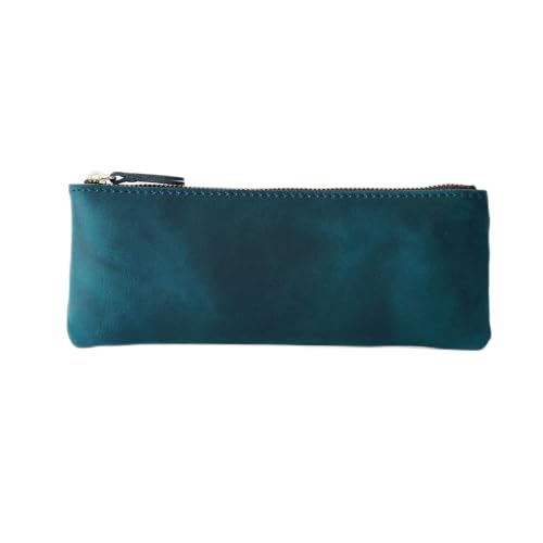 BIRJXVTO Leder Federmäppchen Herren und Damen Leder Reißverschluss Einfache Kleine Federmäppchen Stifteetui Personalisierte Handgemachte Kreative Retro Schreibwaren Aufbewahrungstasche Zubehörtasche von BIRJXVTO